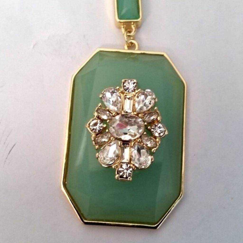 Abs By Allen Schwartz Gold-Tone Green Pendant